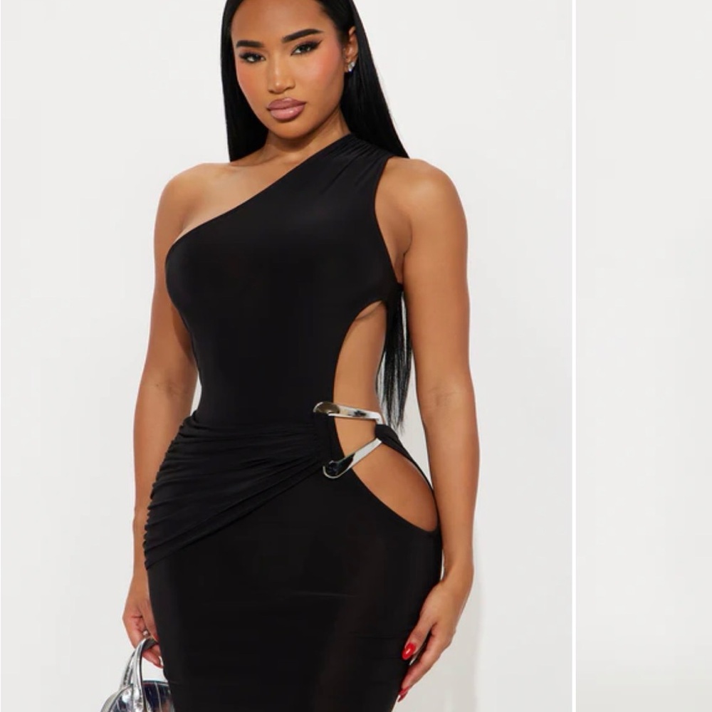 Fashion Nova Black One-Shoulder Dress